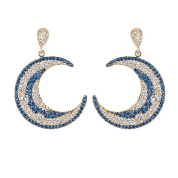 eye candy Jewelry - EYE CANDY LOS ANGELES- Blue Moon CZ Crescent Drop Earrings